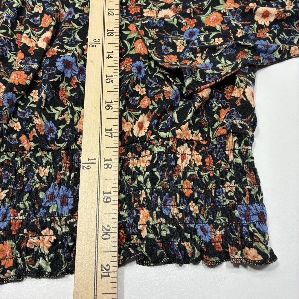 AE American Eagle Women Top Tie-Front Floral Blouse Sz Medium Soft Lounge Casual - Picture 7 of 11